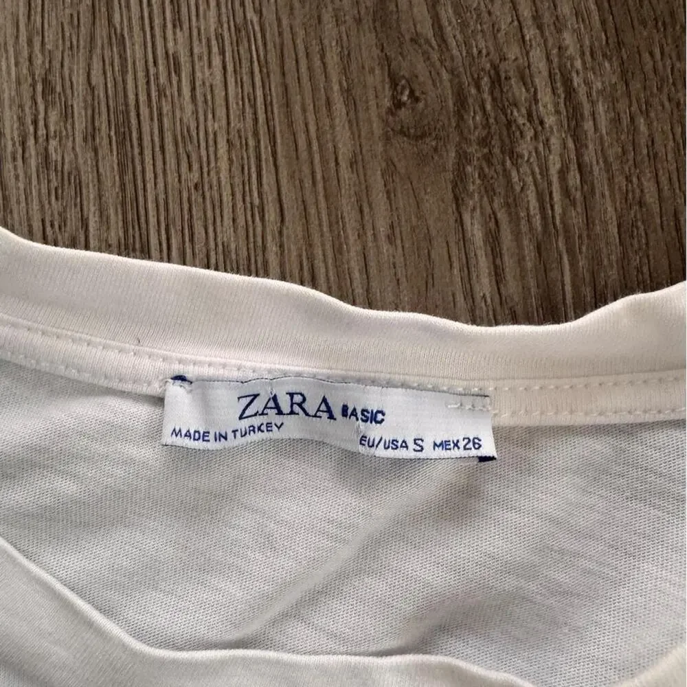 Zara White Perfume Graphic Baby Tee